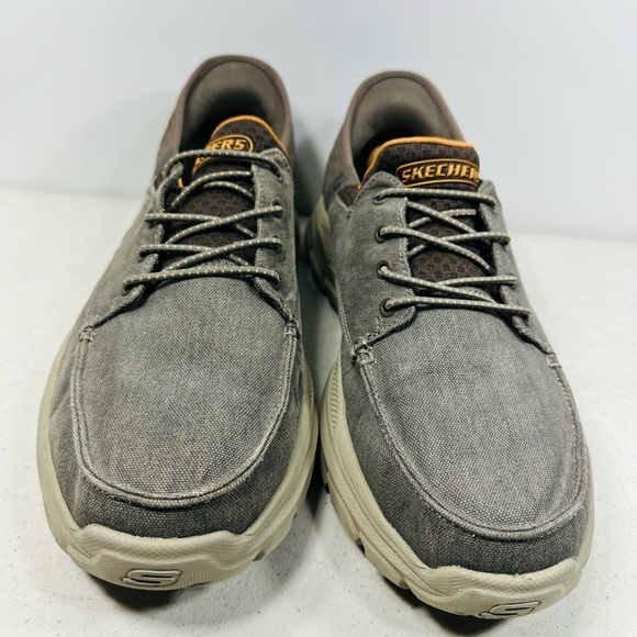 Skechers Men\'s Gray Canvas Sneakers Comfort Memory Foam Shoes size 11WW main image 8